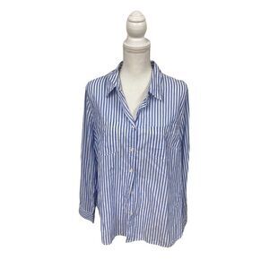 Forever 21 Blue/White Striped Button Front Shirt